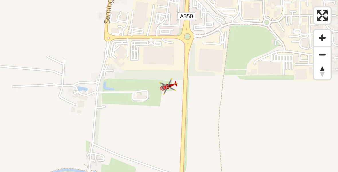 Flight route map: Air Ambulance Helicopter to Wiltshire Air Ambulance, A350