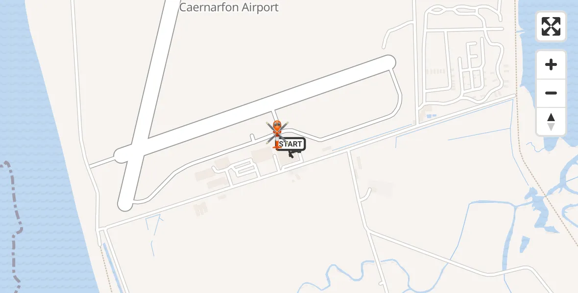 Flight route map: Coastguard Helicopter to Caernarfon Airport, Caernarfon Airport