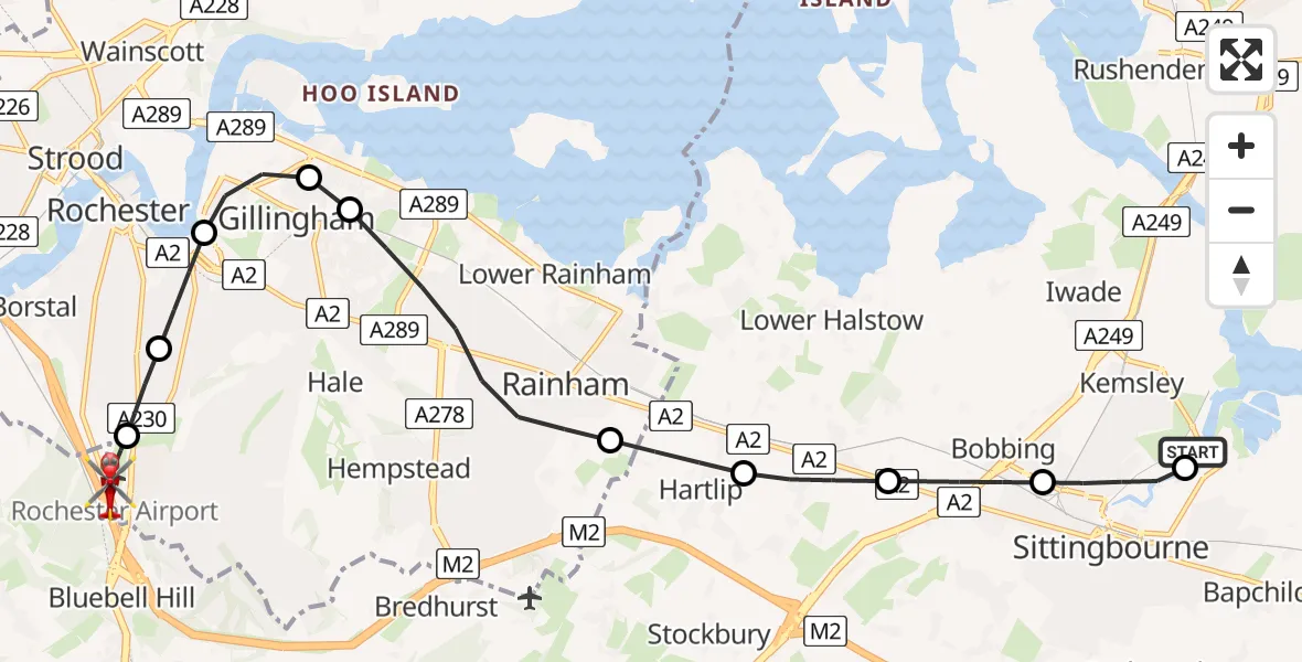 Routekaart van de vlucht: Air Ambulance Helicopter to Rochester Airport, Rochester Airport