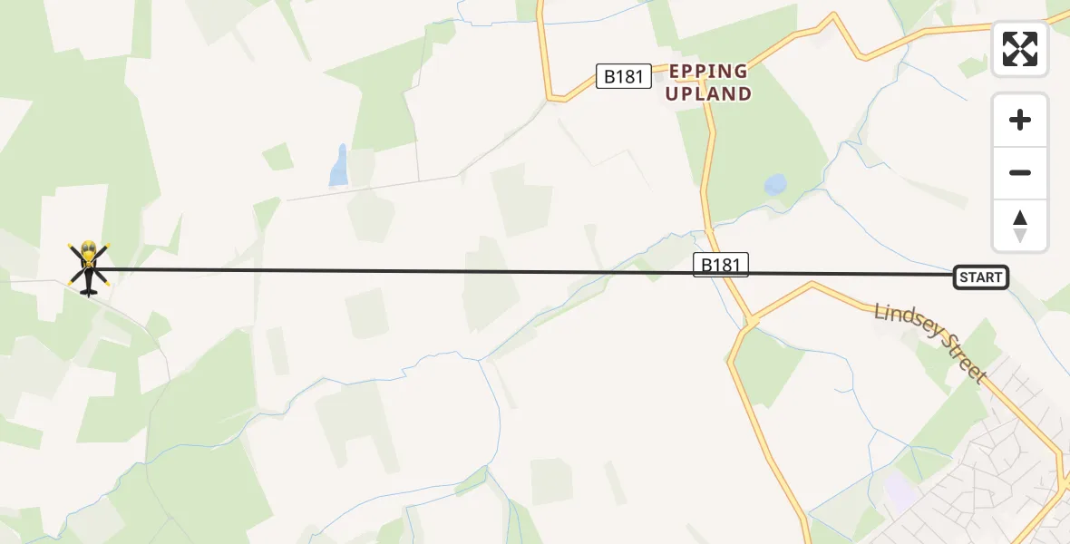 Routekaart van de vlucht: Police Helicopter to Epping Forest, Claverhambury Road