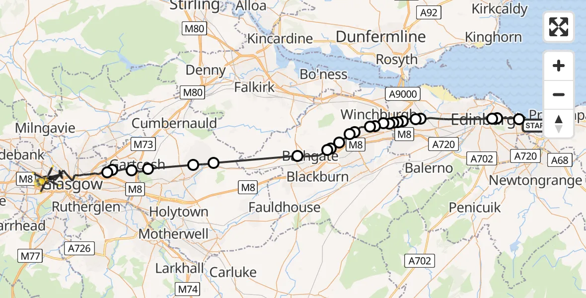 Routekaart van de vlucht: Police Helicopter to Glasgow, Castlebank Street