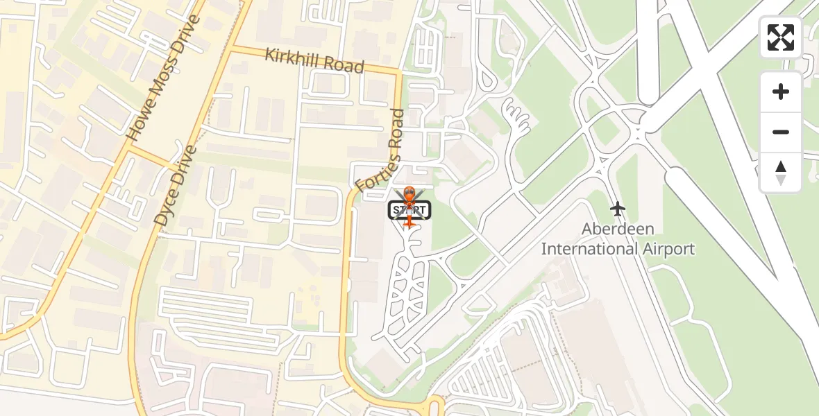 Flight route map: Coastguard Helicopter to Aberdeen International Airport, Aberdeen International Airport