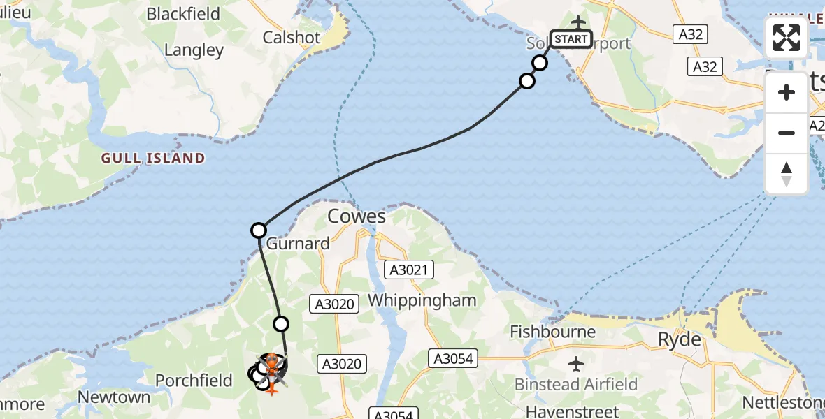 Flight route map: Coastguard Helicopter to Northwood, Noke Common Road