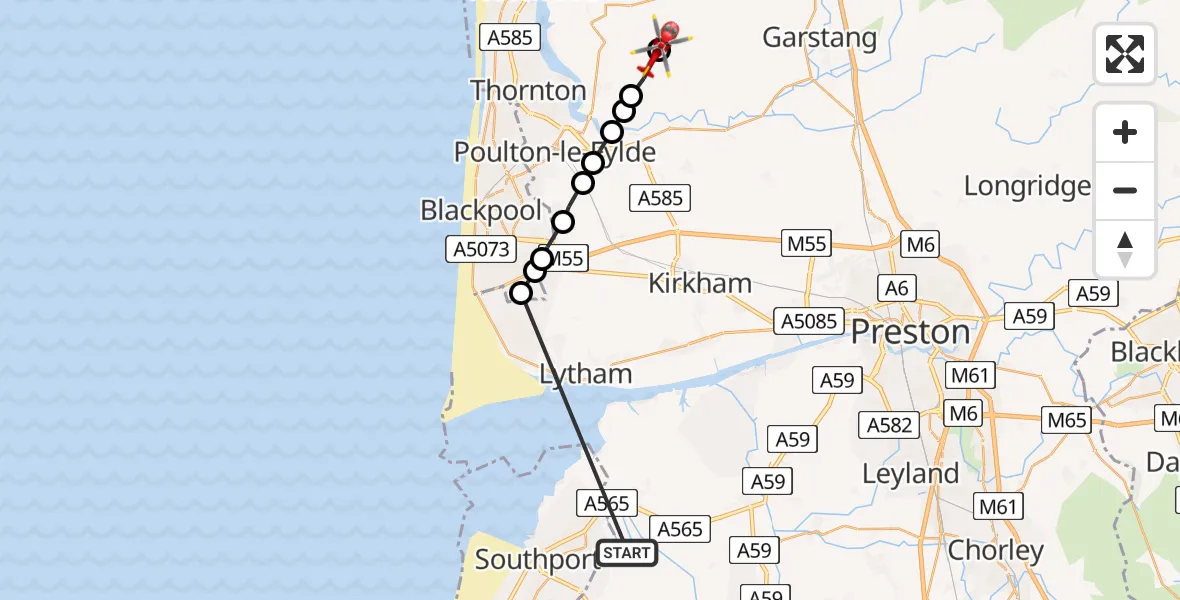 Routekaart van de vlucht: Air Ambulance Helicopter to Brook Farm Ultralight Airstrip, Brook Farm Ultralight Airstrip