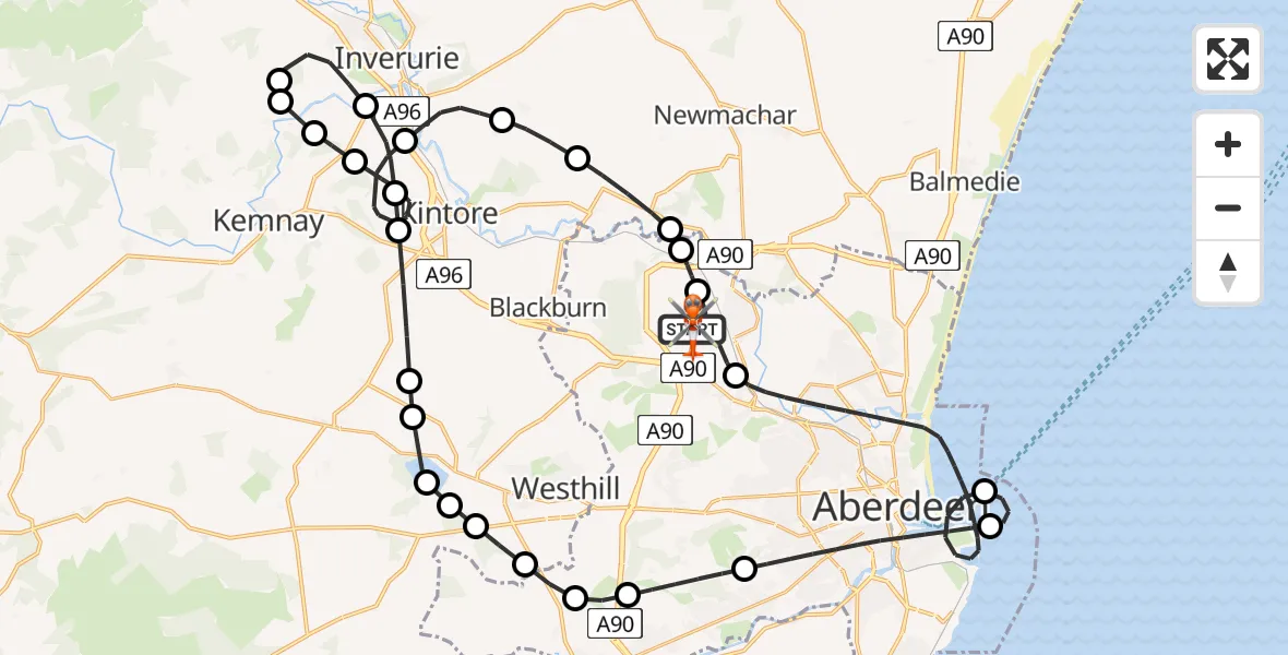 Routekaart van de vlucht: Coastguard Helicopter to Aberdeen International Airport, Aberdeen International Airport