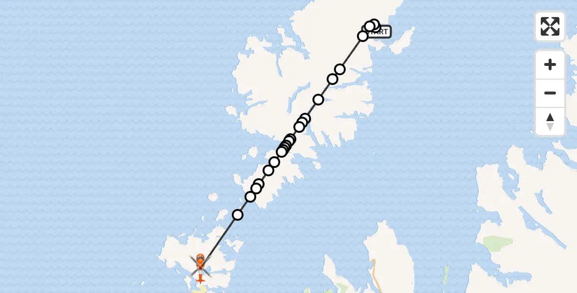 Flight route Coastguard Helicopter Tunga - Clachan an Lùib, 25 February 2026, 15:50