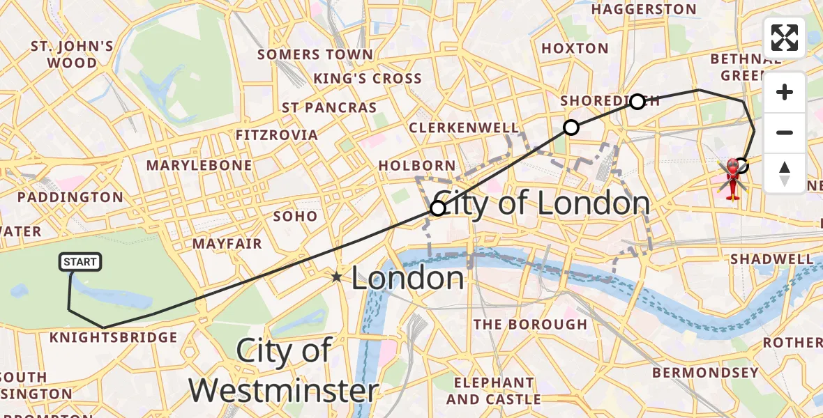 Flight route map: Air Ambulance Helicopter to Royal London Hospital, Royal London Hospital