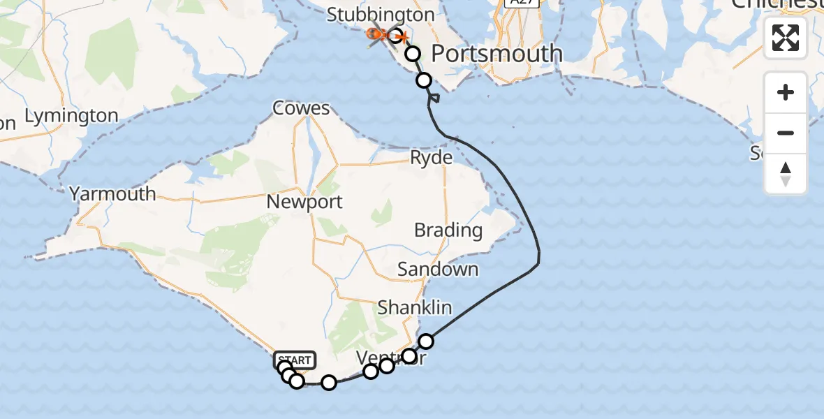 Routekaart van de vlucht: Coastguard Helicopter to Solent Airport, Solent Airport