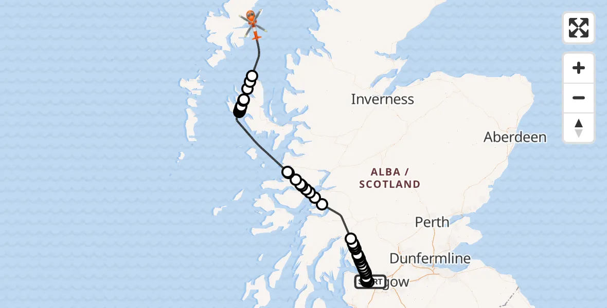 Flight route map: Coastguard Helicopter to Inner Seas, Inner Seas