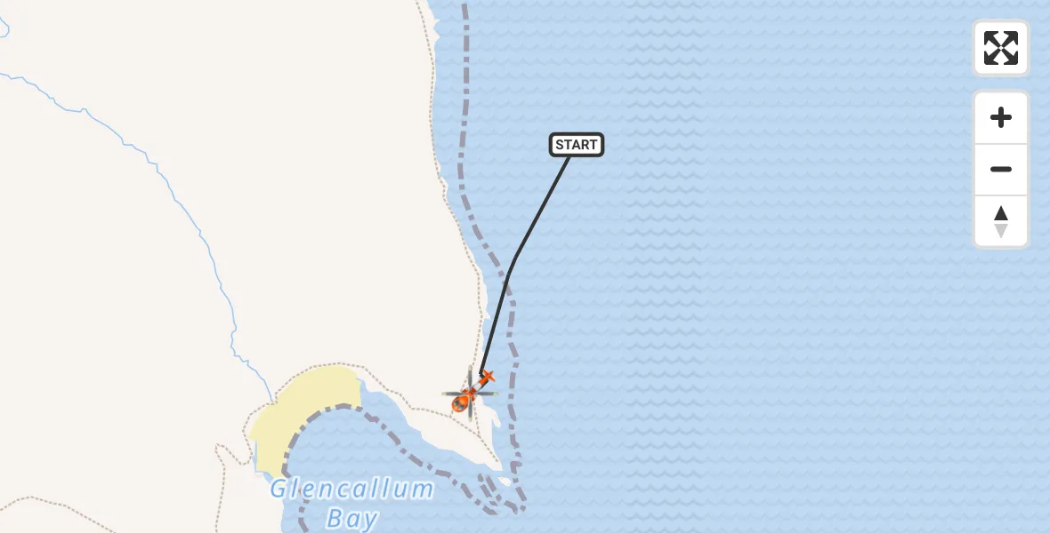 Flight route map: Coastguard Helicopter to Inner Seas, Inner Seas
