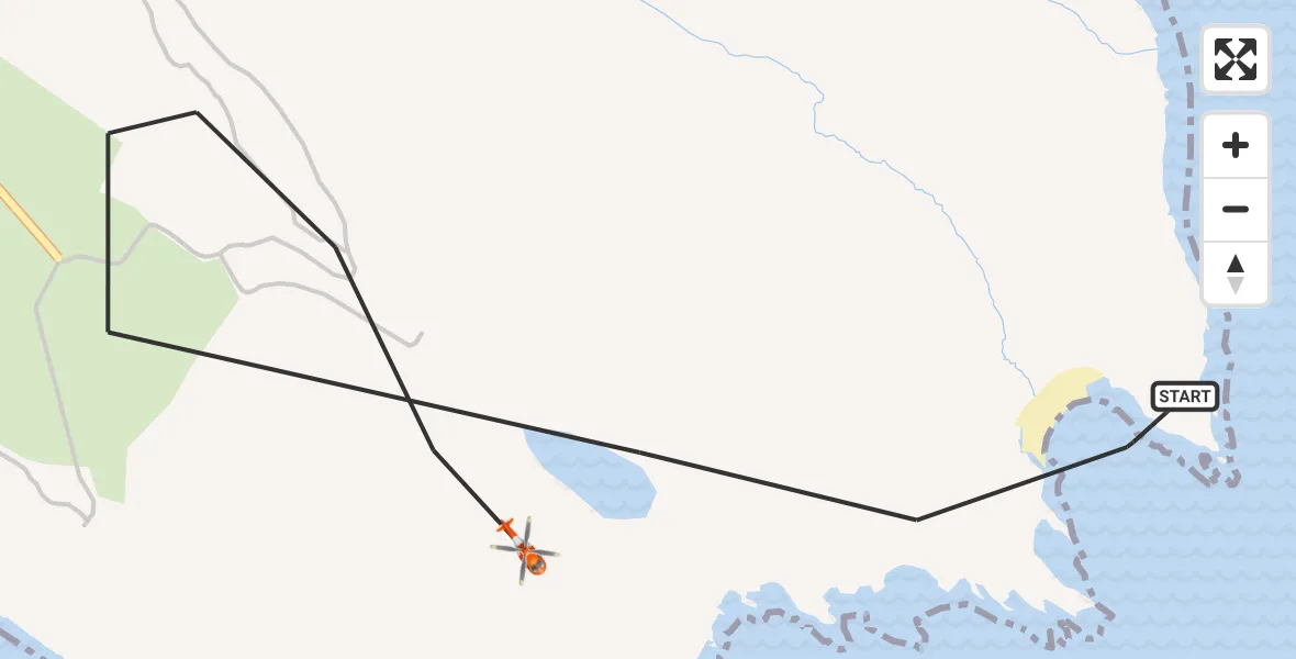 Flight route map: Coastguard Helicopter to Inner Seas, Inner Seas