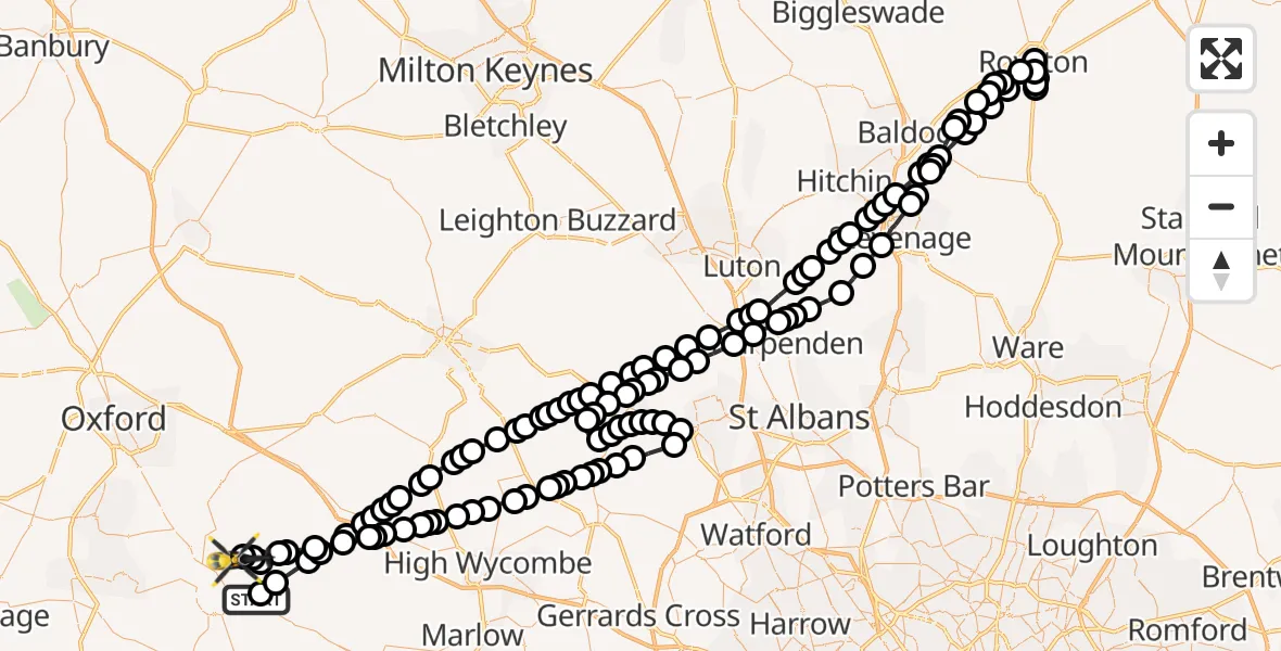 Flight route map: Police Helicopter to Ewelme, Ewelme