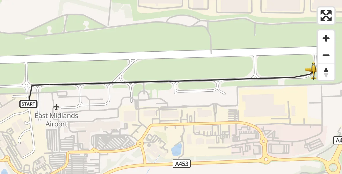 Flight route map: Police Aircraft to East Midlands Airport, East Midlands Airport