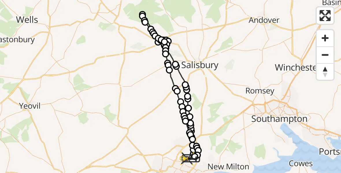 Flight route map: Police Helicopter to Bournemouth Airport, Bournemouth Airport
