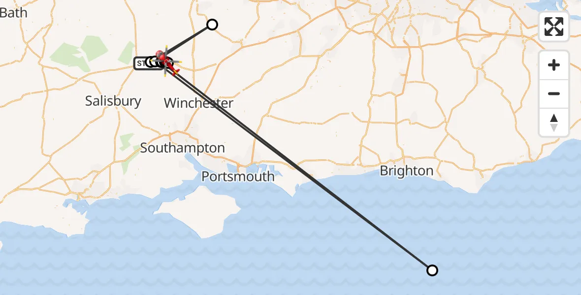 Flight route map: Air Ambulance Helicopter to Anna Valley, Redbridge Drive