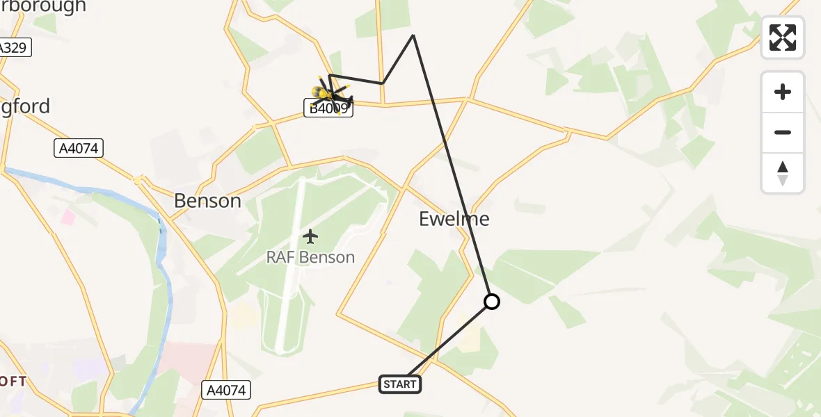 Flight route map: Police Helicopter to Benson, The Sands
