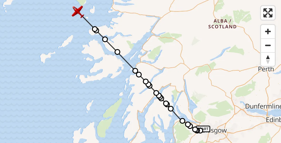 Flight route map: Air Ambulance Aircraft to Inner Seas, Inner Seas