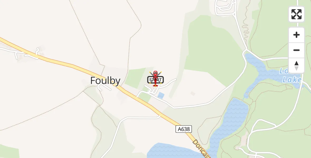 Flight route map: Air Ambulance Helicopter to YAA Nostell Helicopter Port, YAA Nostell Helicopter Port