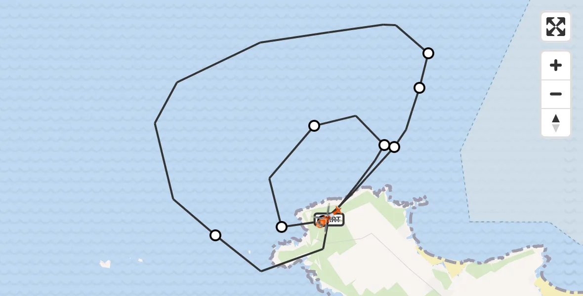 Flight route map: Coastguard Helicopter to St. Merryn, St. Merryn