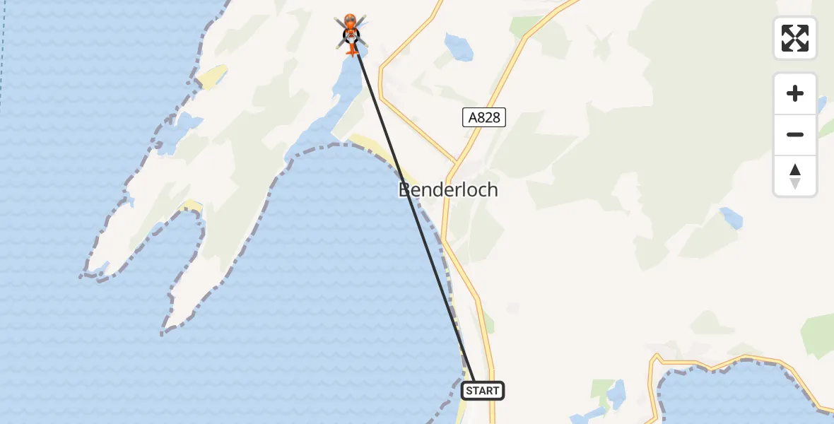 Flight route map: Coastguard Helicopter to Inner Seas, Inner Seas