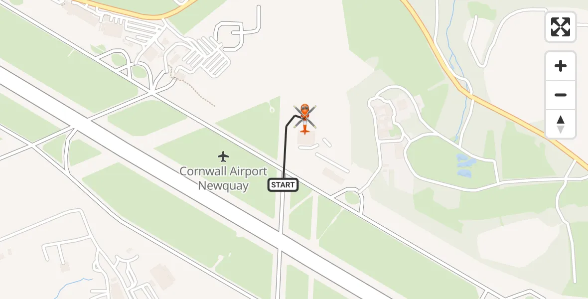 Flight route map: Coastguard Helicopter to Cornwall Airport Newquay, Cornwall Airport Newquay