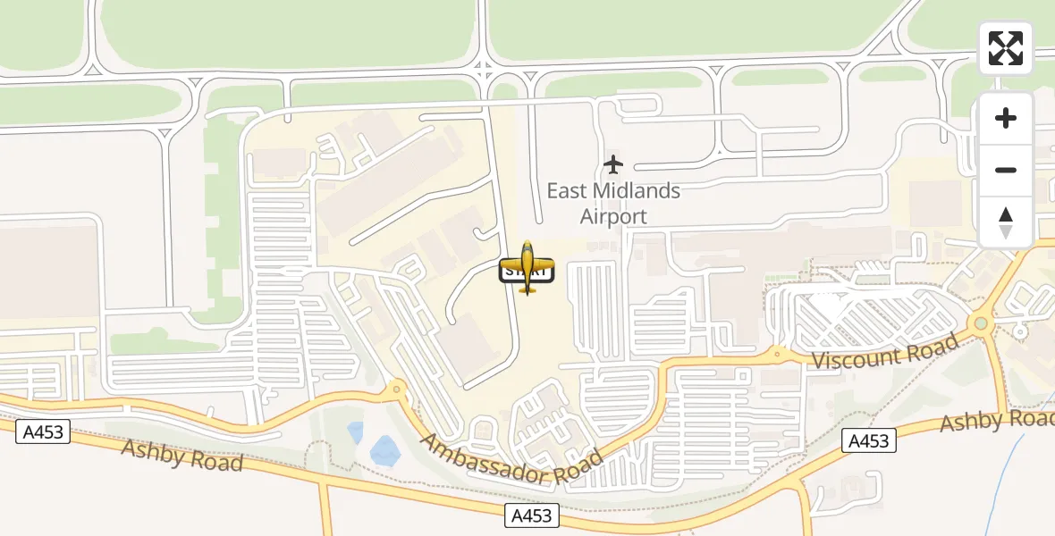 Flight route map: Police Aircraft to East Midlands Airport, East Midlands Airport
