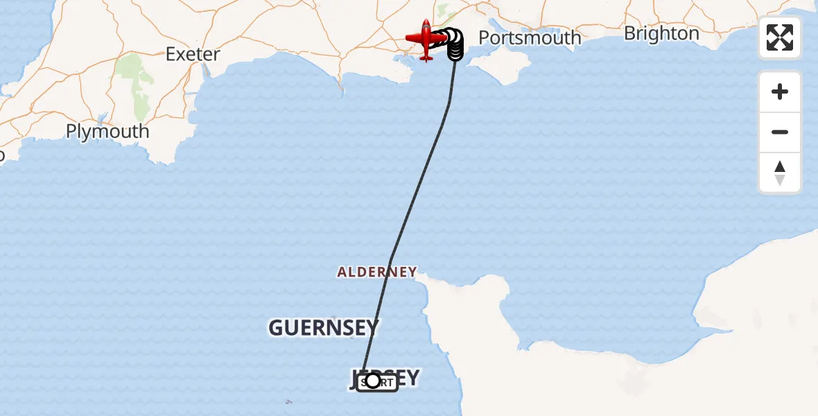 Flight route map: Air Ambulance Aircraft to Bournemouth Airport, Bournemouth Airport