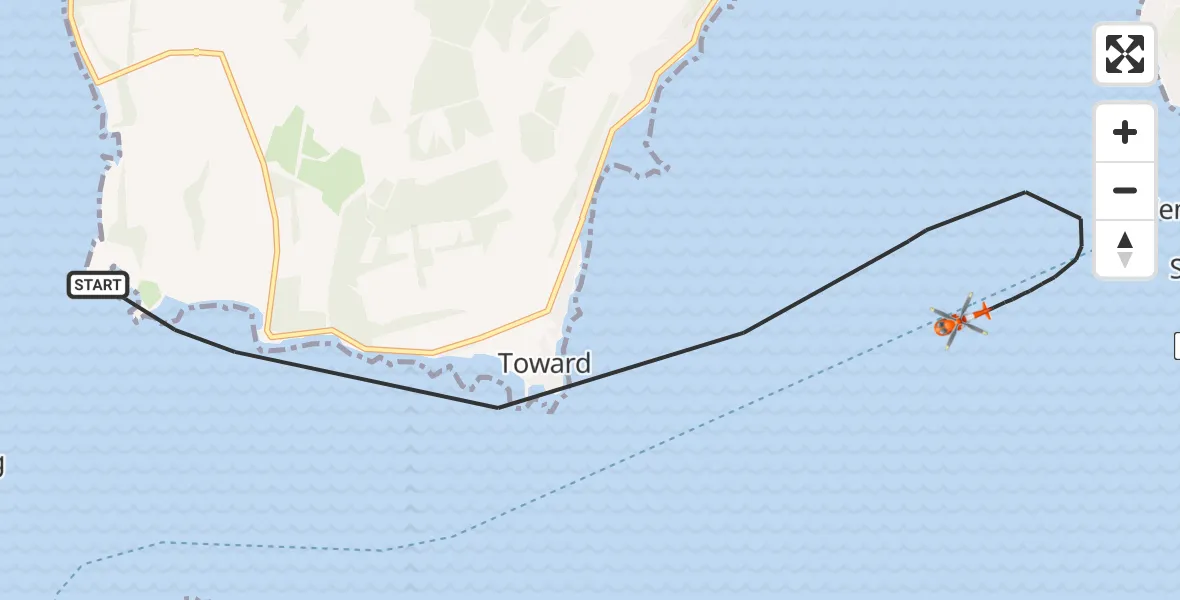 Flight route map: Coastguard Helicopter to Inner Seas, Inner Seas