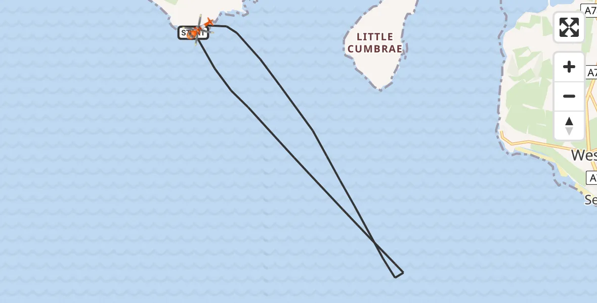 Flight route map: Coastguard Helicopter to Inner Seas, Inner Seas
