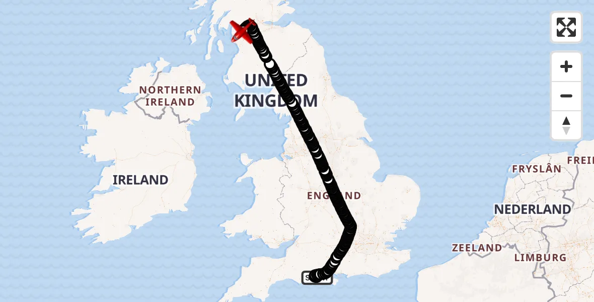 Flight route map: Air Ambulance Aircraft to Glasgow Airport, Glasgow Airport