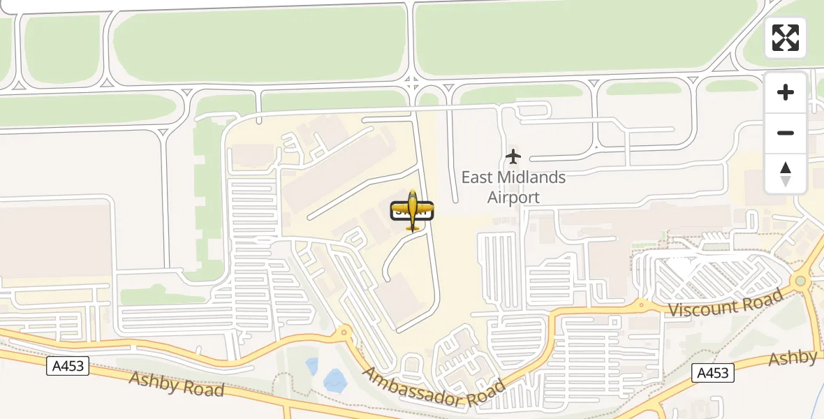 Flight route map: Police Aircraft to East Midlands Airport, East Midlands Airport