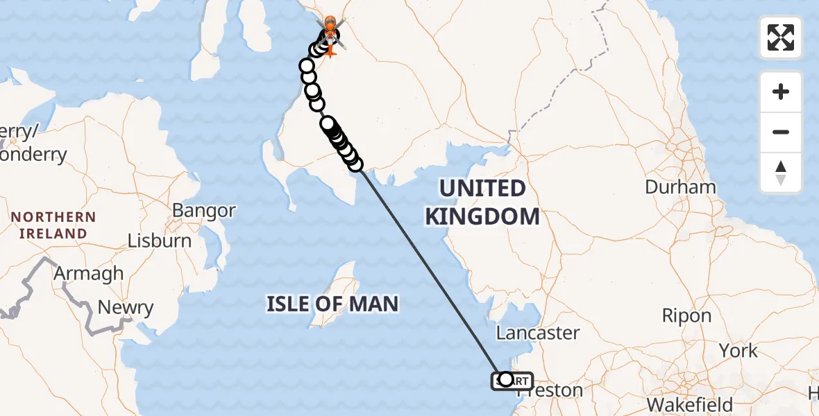 Routekaart van de vlucht: Coastguard Helicopter to Glasgow Prestwick Airport, Glasgow Prestwick Airport