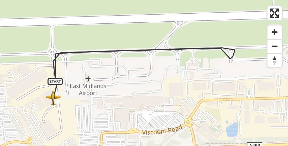 Flight route map: Police Aircraft to East Midlands Airport, East Midlands Airport