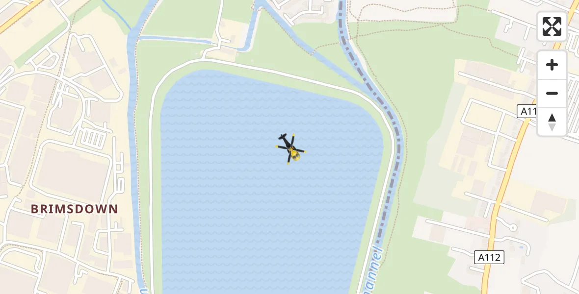 Routekaart van de vlucht: Police Helicopter to King George V Reservoir, King George V Reservoir