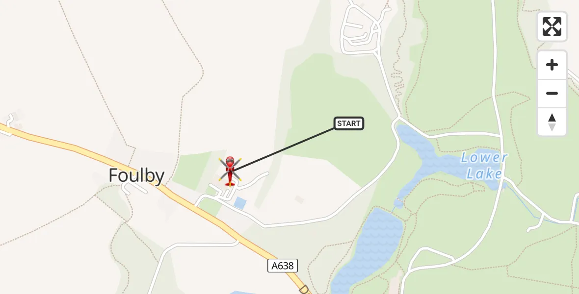 Routekaart van de vlucht: Air Ambulance Helicopter to YAA Nostell Helicopter Port, YAA Nostell Helicopter Port