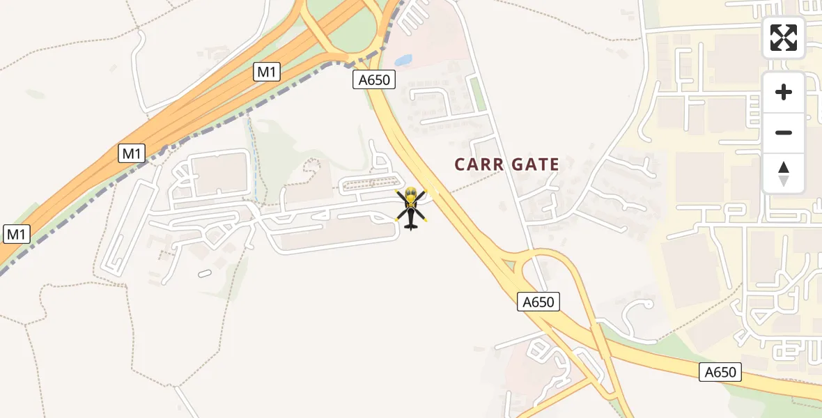 Flight path map showing Police Helicopter route from Wakefield to Wakefield