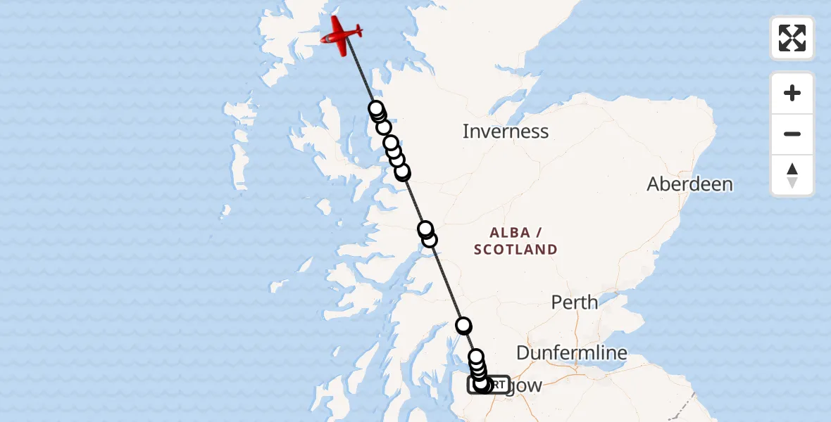Flight route map: Air Ambulance Aircraft to Inner Seas, Inner Seas