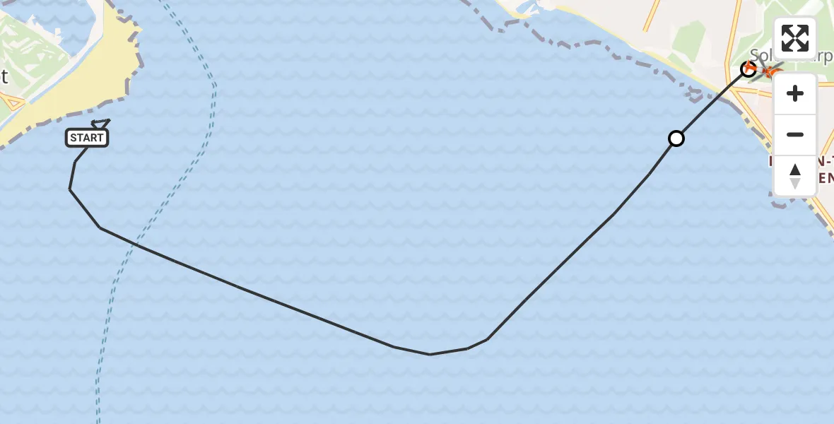 Flight route map: Coastguard Helicopter to Solent Airport, Solent Airport