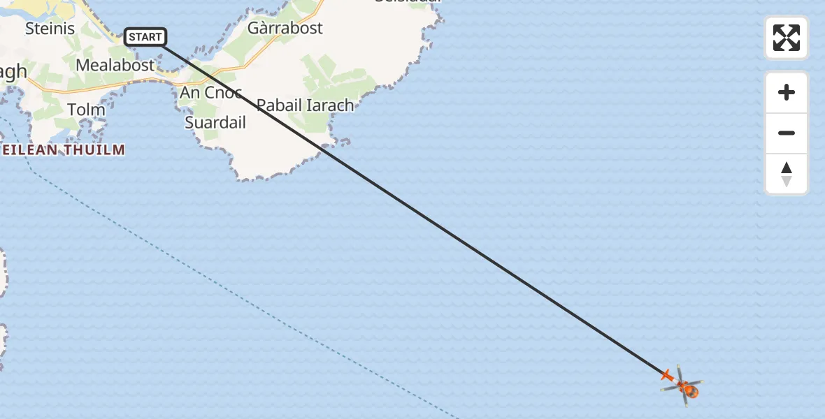 Flight path map showing Coastguard Helicopter route from Inner Seas to Inner Seas