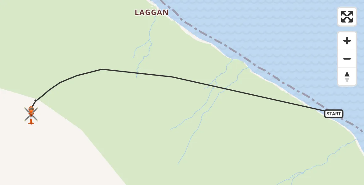 Flight path map showing Coastguard Helicopter route from Inner Seas to Inner Seas