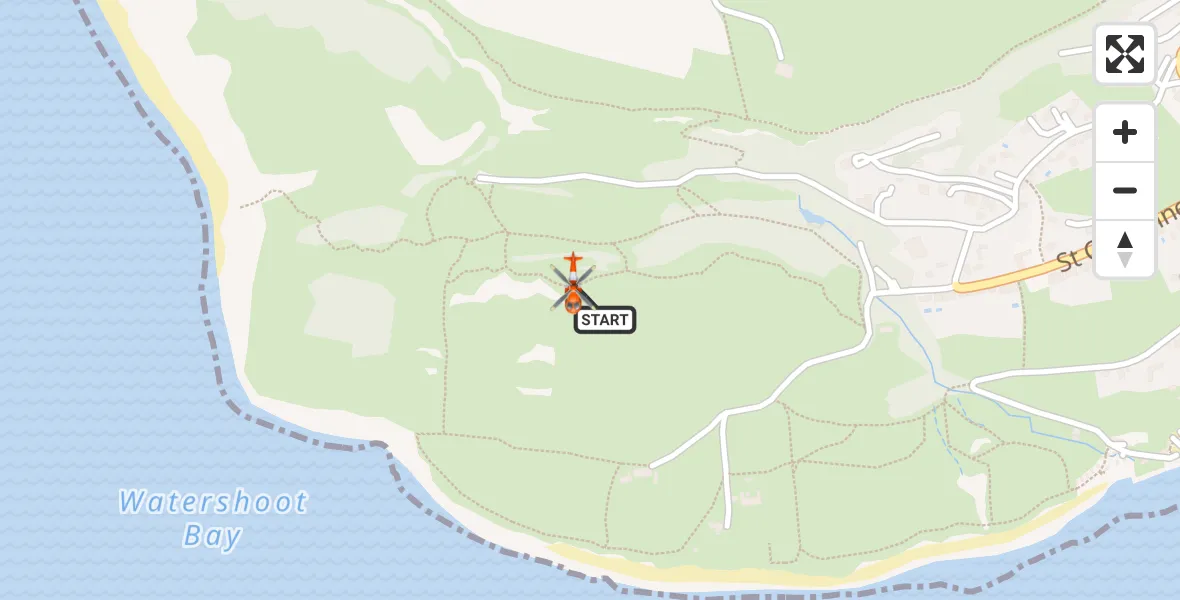 Flight path map showing Coastguard Helicopter route from Niton to Niton