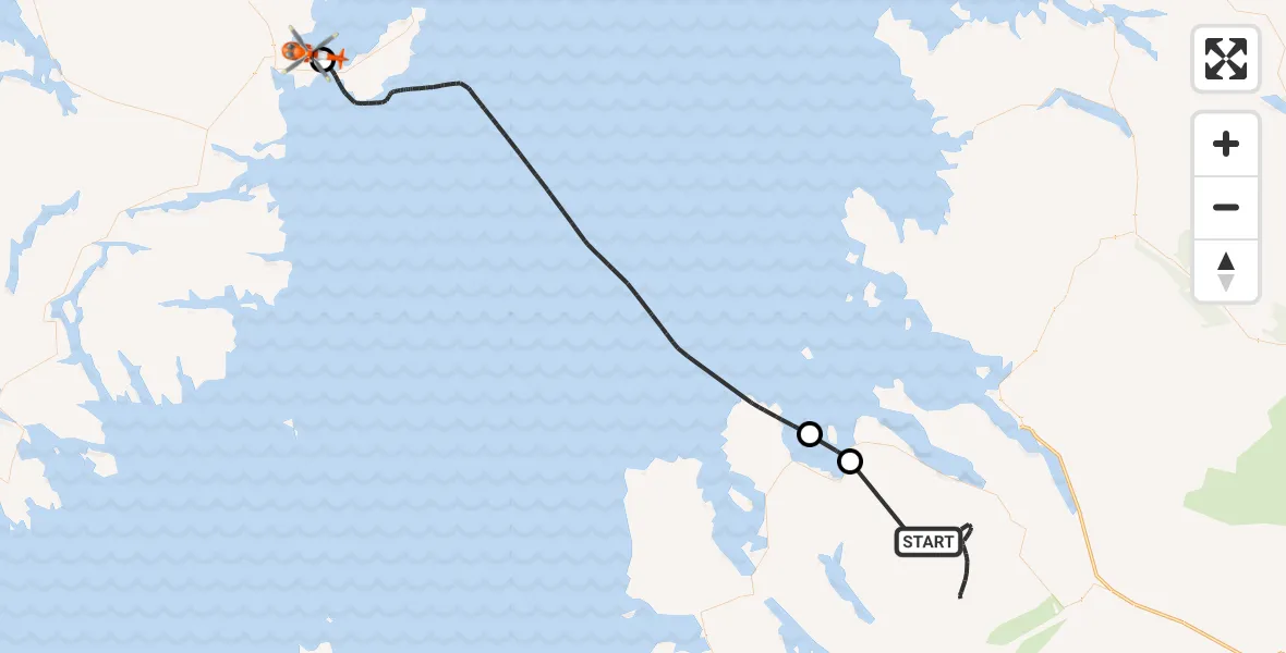 Flight path map showing Coastguard Helicopter route from Loch na Sealga to Mealabost