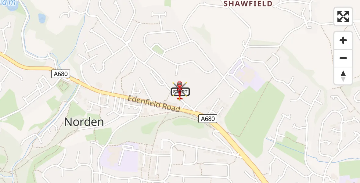 Flight path map showing Air Ambulance Helicopter route from Norden to Norden