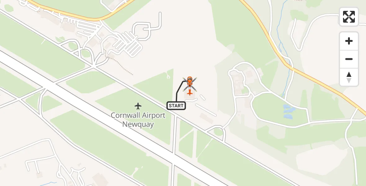 Routekaart van de vlucht: Coastguard Helicopter to Cornwall Airport Newquay