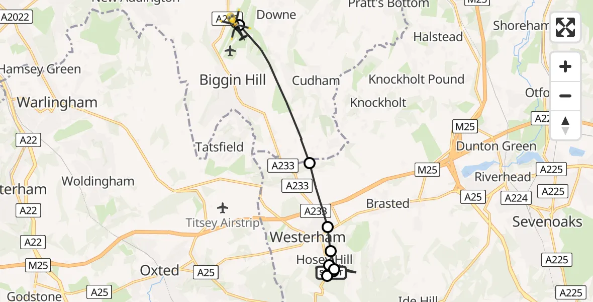 Routekaart van de vlucht: Police Helicopter to London Biggin Hill Airport