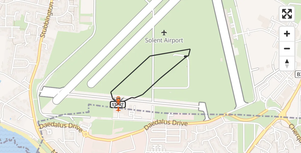 Flight path map showing Coastguard Helicopter route from Solent Airport to Solent Airport