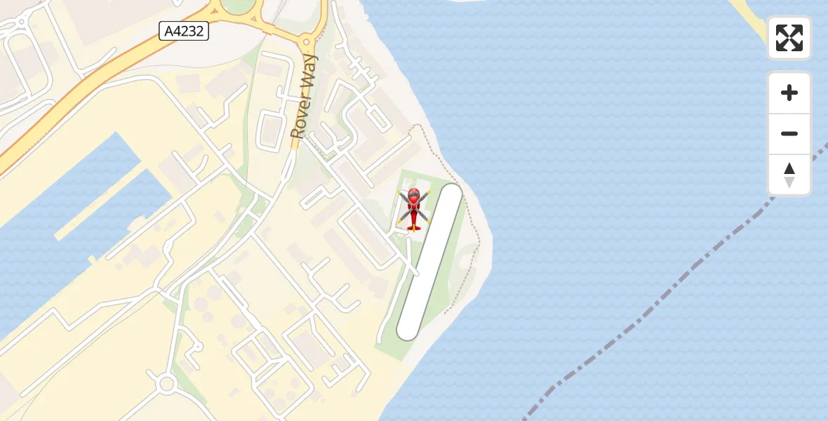 Flight path map showing Air Ambulance Helicopter route from Cardiff Heliport to Cardiff Heliport