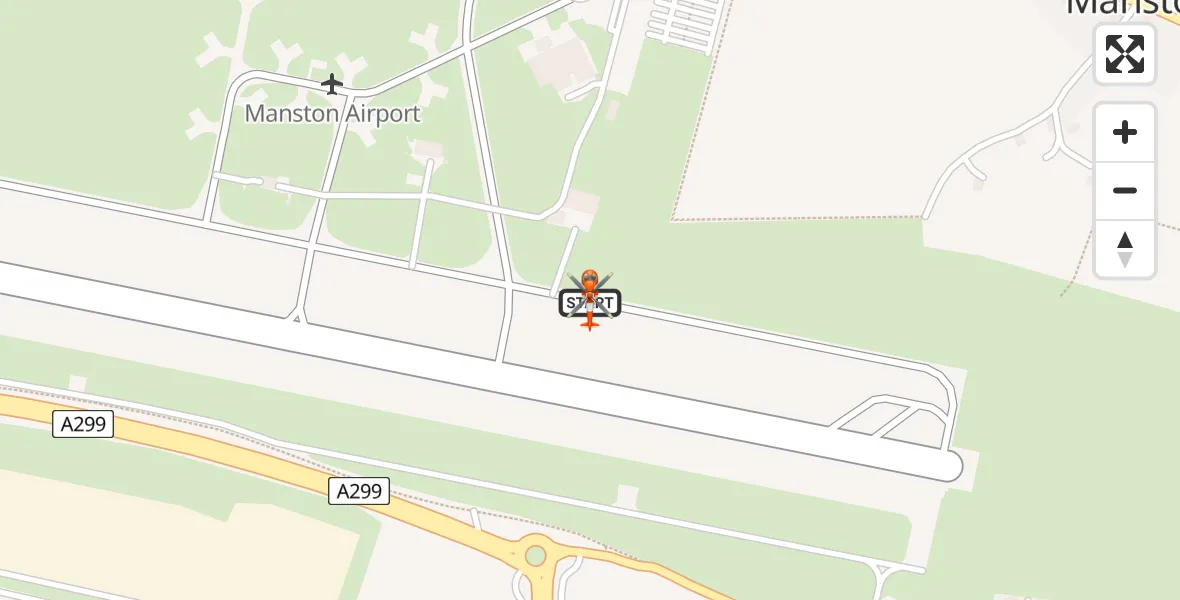 Flight path map showing Coastguard Helicopter route from Manston Airport to Manston Airport