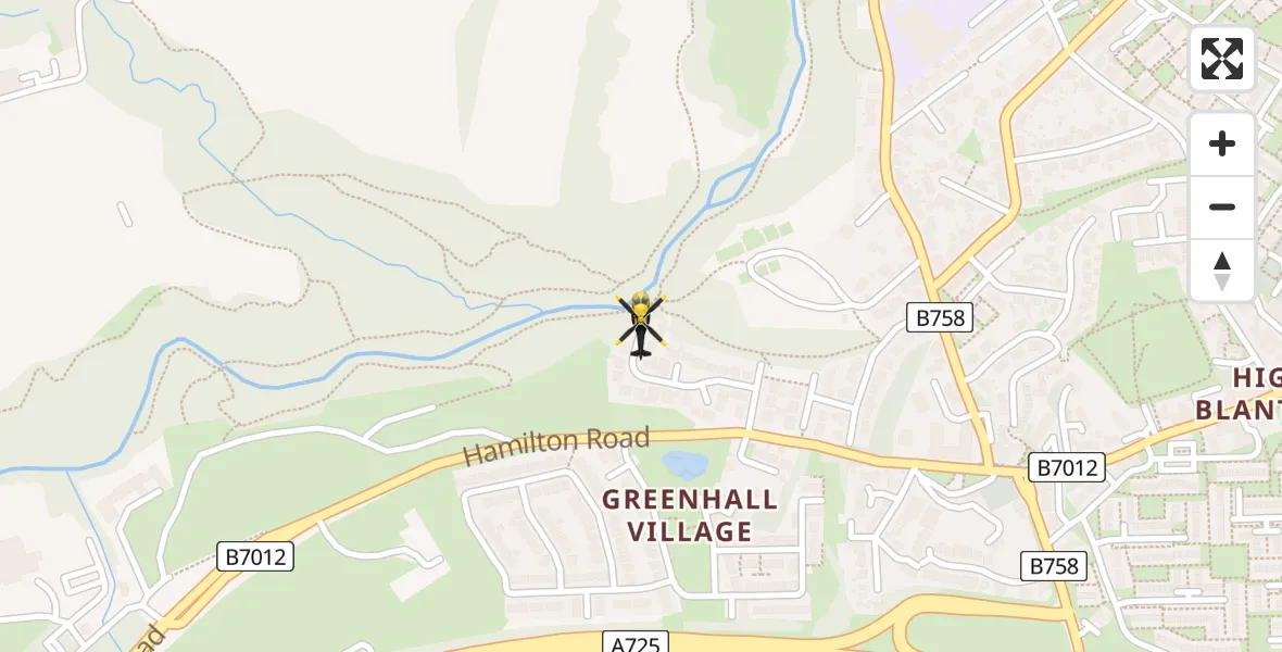 Flight path map showing Police Helicopter route from Blantyre to Blantyre