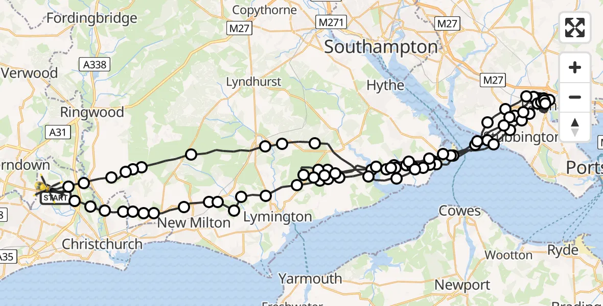Flight path map showing Police Helicopter route from Bournemouth Airport to Bournemouth Airport
